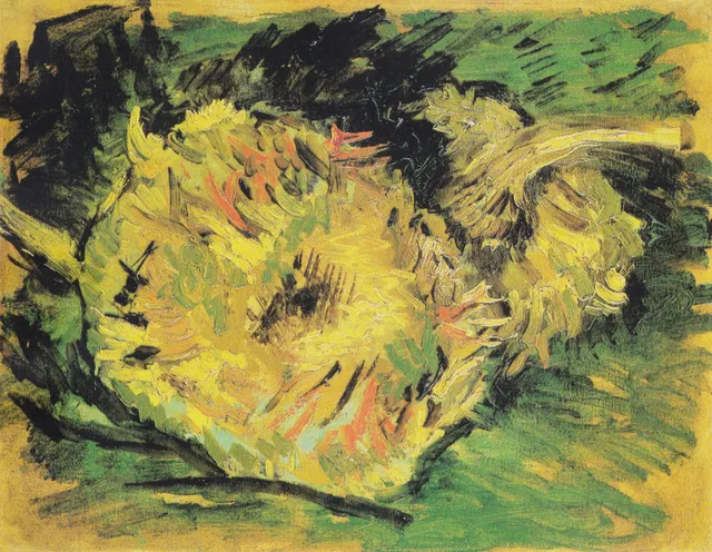 **Two Cut Sunflowers (1887)**

Vincent van Gogh
[Source](https://www.rawpixel.com/image/3865563/illustration-image-flower-art-vincent-van-gogh)