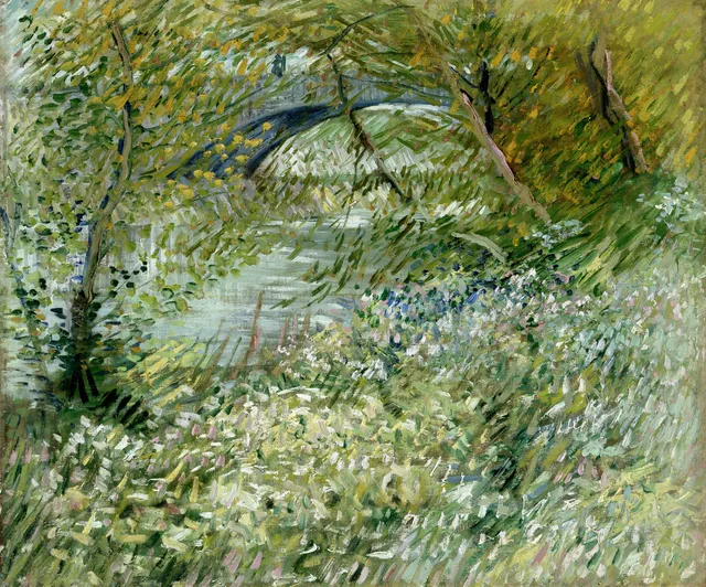 **River Bank in Springtime (1887)**

Vincent van Gogh
[Source](https://www.rawpixel.com/image/3868082/illustration-image-art-vincent-van-gogh)