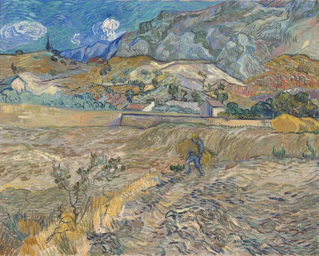 **Gogh, Vincent van - Landscape at Saint-Rémy (Enclosed Field with Peasant) - Google Art Project**

Vincent van Gogh
[Source](https://www.rawpixel.com/image/7666100/image-vincent-van-gogh-art-vintage)