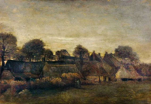 **Farming Village at Twilight (1884)**

Vincent van Gogh
[Source](https://www.rawpixel.com/image/537437/free-illustration-image-van-gogh-oil-painting-landscape)