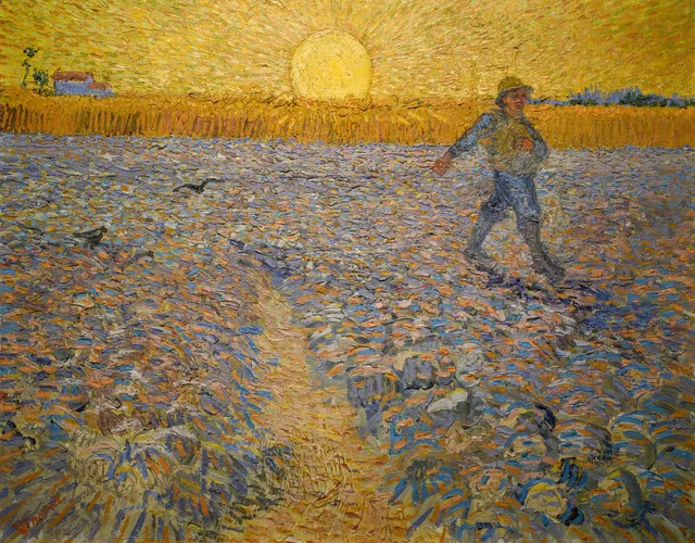 **The Sower (Sower at Sunset)**

Vincent van Gogh 1888
[Source](https://www.rawpixel.com/image/20560963/vincent-van-goghs-the-sower-sower-sunset-1888)