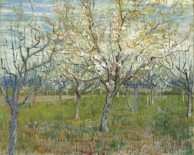 **The Pink Orchard also Orchard with Blooming Apricot Trees**

Vincent van Gogh 1888
[Source](https://www.rawpixel.com/image/20561303/image-flowers-van-gogh-trees)