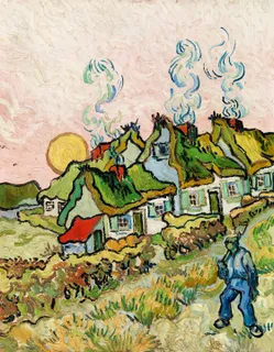 **Houses and Figure (1890)**

Vincent van Gogh
[Source](https://www.rawpixel.com/image/537422/free-illustration-image-van-gogh-cottage)