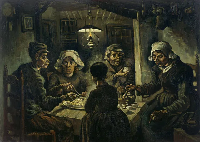 **The Potato Eaters (1885)**

Vincent van Gogh
[Source](https://www.rawpixel.com/image/3865203/illustration-image-art-vincent-van-gogh-people)