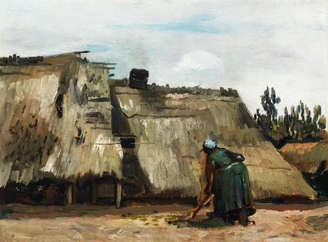 **A Peasant Woman Digging in Front of Her Cottage (c.1885)**

Vincent van Gogh
[Source](https://www.rawpixel.com/image/537387/free-illustration-image-van-gogh-village)