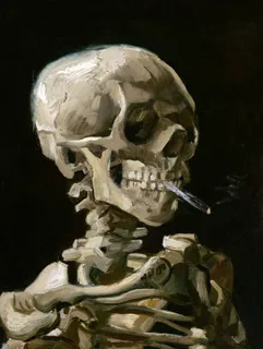**Head of a skeleton with a burning cigarette (1886)**

Vincent van Gogh
[Source](https://www.rawpixel.com/image/8544032/image-aesthetic-vincent-van-gogh-art)
